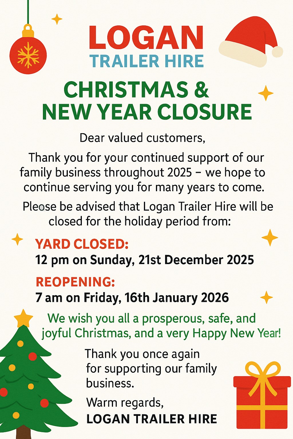 🎄 Christmas & New Year Closure Notice 🎉